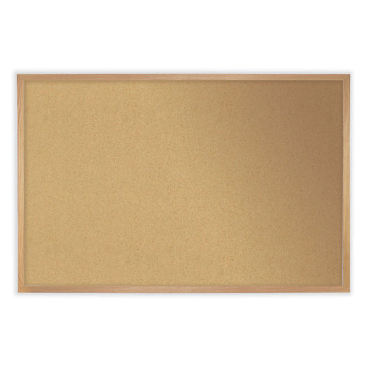 Natural Cork Bulletin Board with Wood Frame, 96.5" x 48.5", Tan Surface, Oak Finished Wood Frame