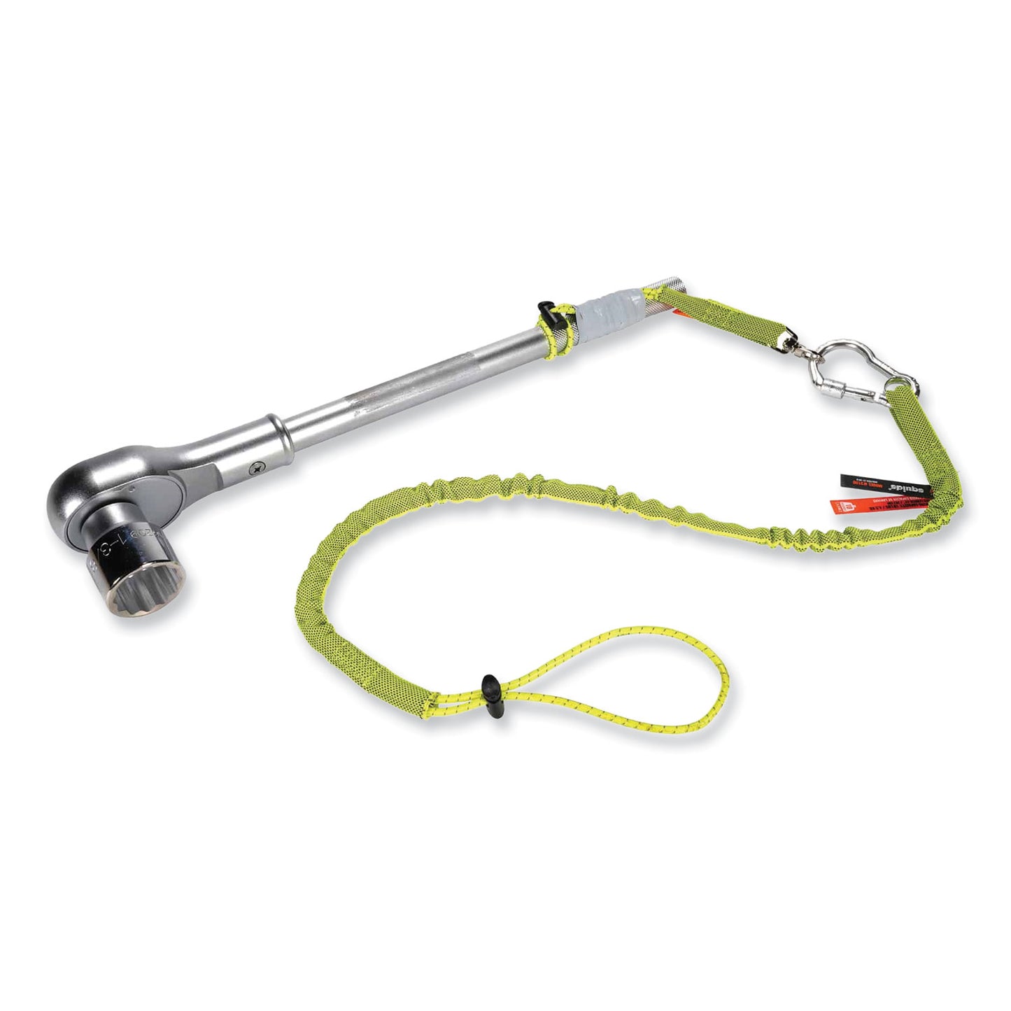 Squids 3100 Lanyard with Aluminum Carabiner + Cinch-Loop, 10 lb Max Working Capacity, 35" to 45" Long, Lime