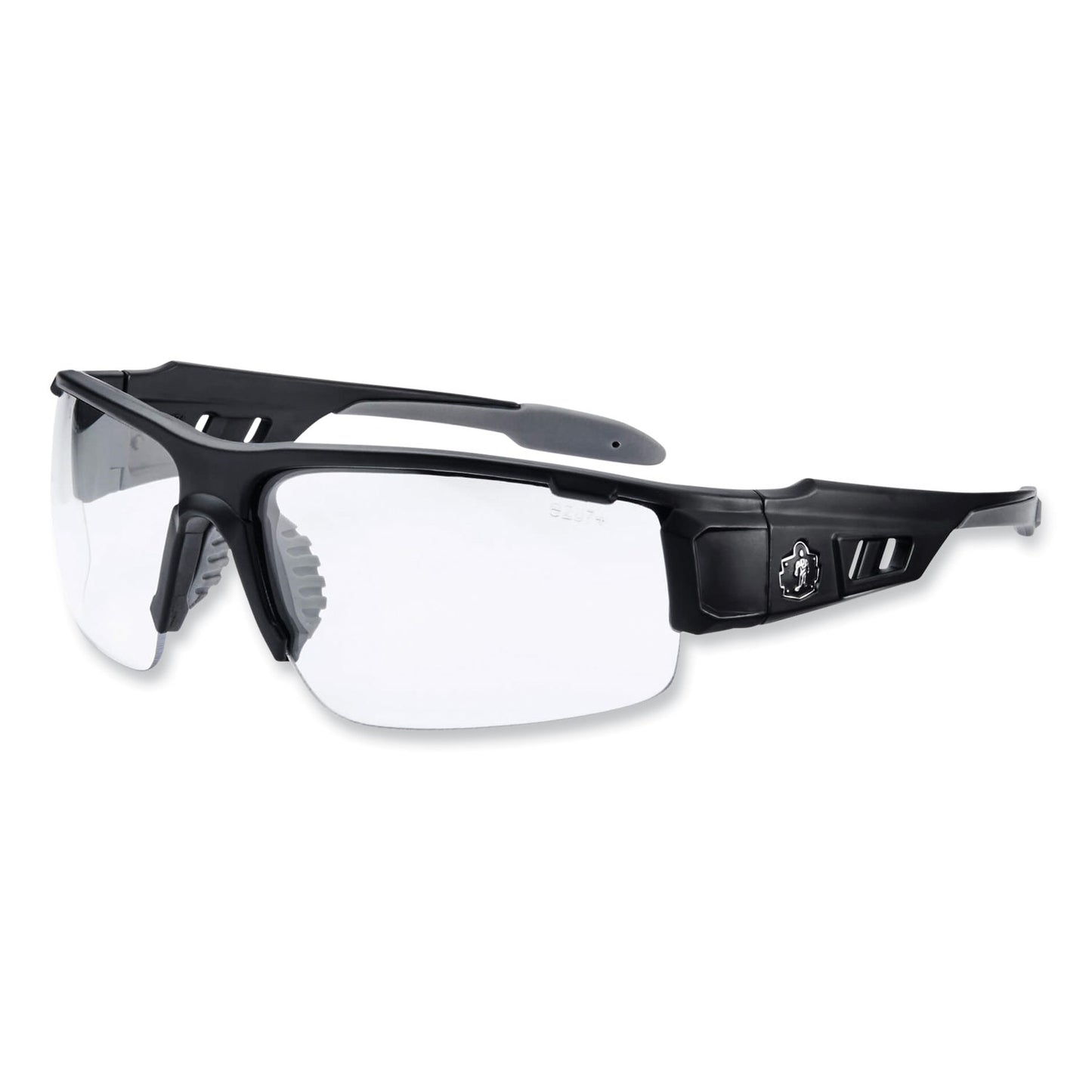 Skullerz Dagr Safety Glasses, Matte Black Half Frame, Clear Single Anti-Fog Lens