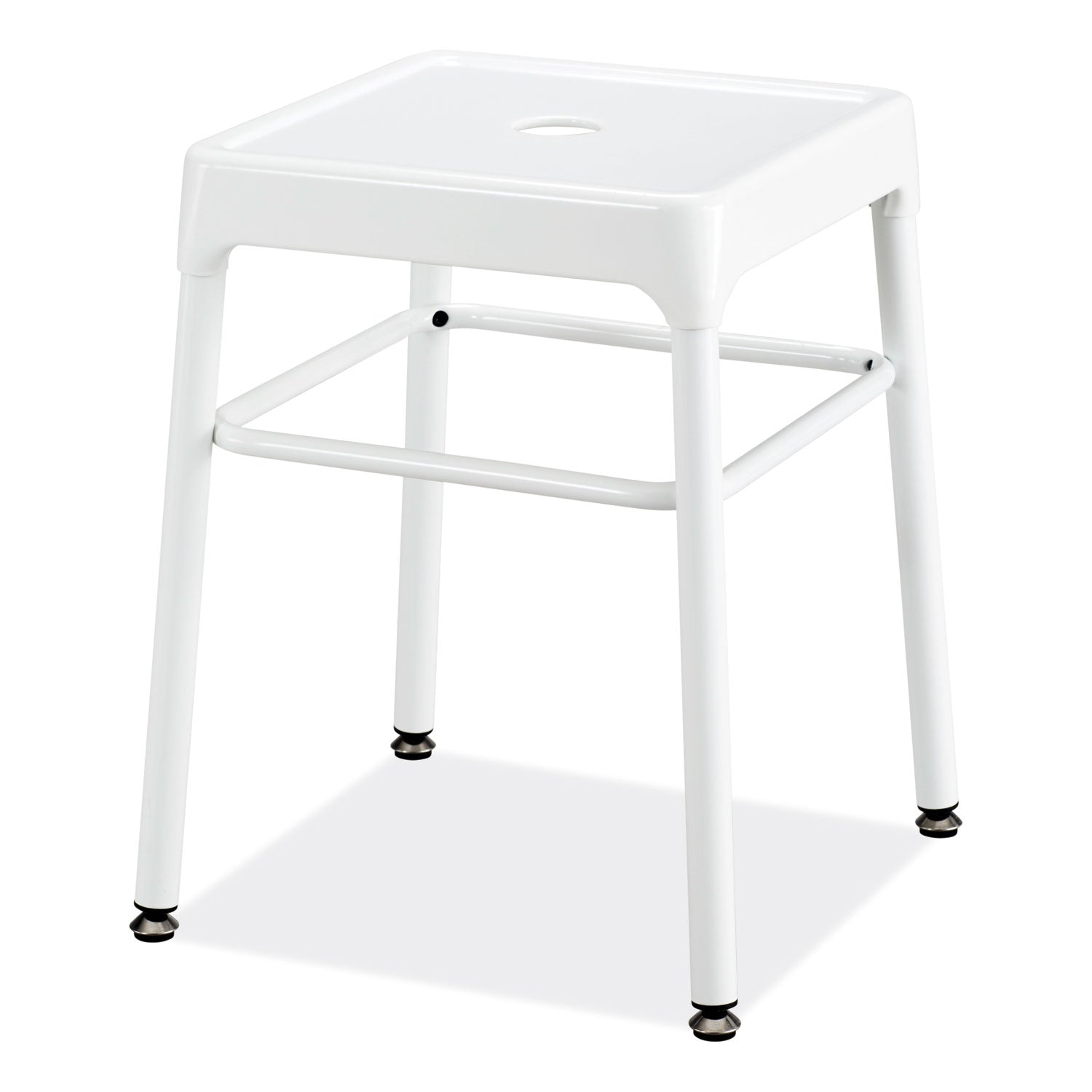 Steel GuestBistro Stool, Backless, Supports Up to 250 lb, 18" Seat Height, White Seat, White Base
