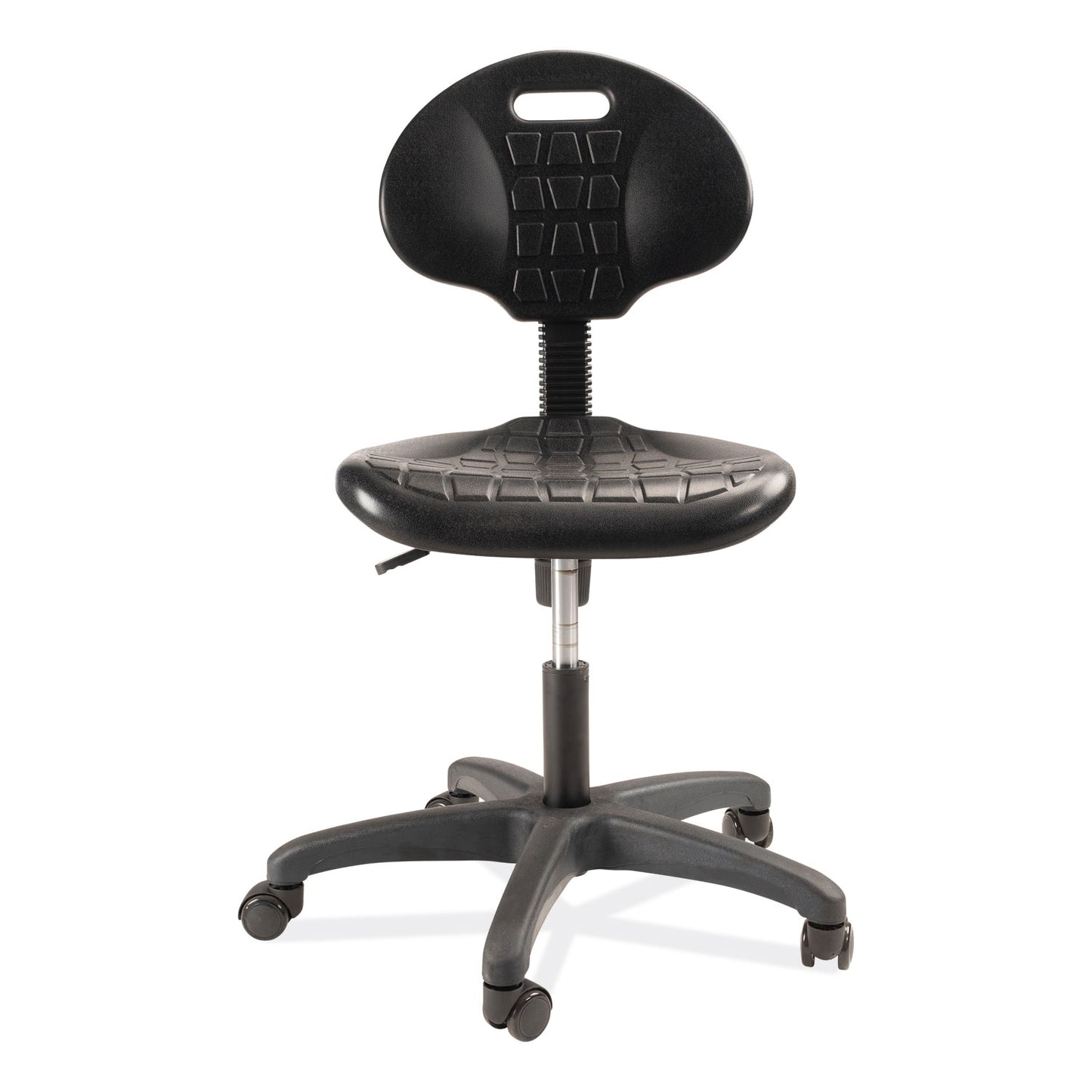 6700 Series Polyurethane Adj Height Task Chair, Supports 300 lb, 16" to 21" Seat Height, Black Seat, Black Back, Black Base