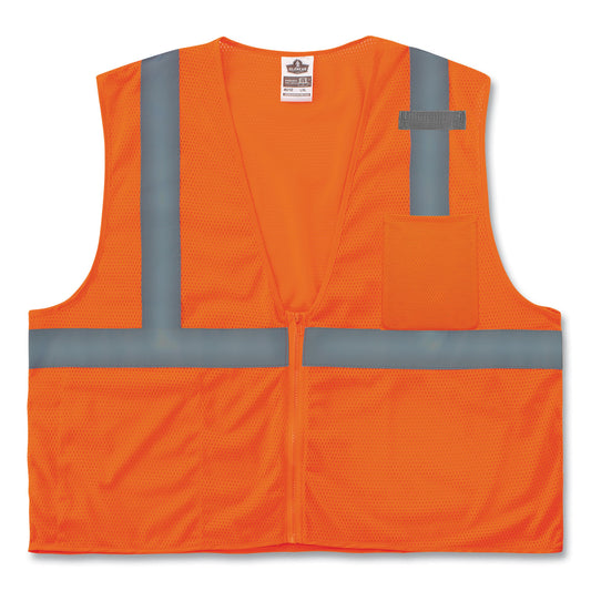 GloWear 8210Z Class 2 Economy Mesh Vest, Polyester, Orange, Small/Medium