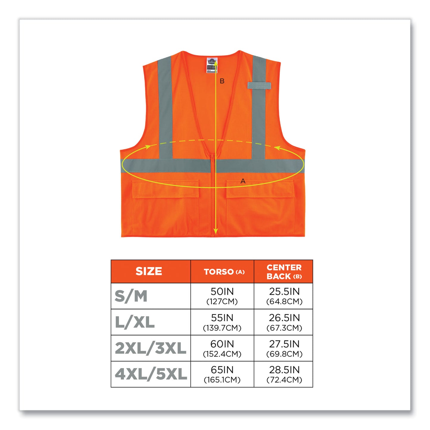 GloWear 8225Z Class 2 Standard Solid Vest, Polyester, Orange, 4X-Large/5X-Large