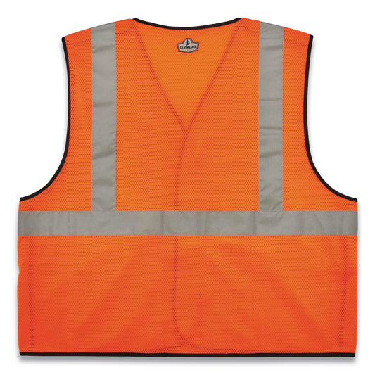GloWear 8216BA Class 2 Breakaway Mesh ID Holder Vest, Polyester, Small/Medium, Orange