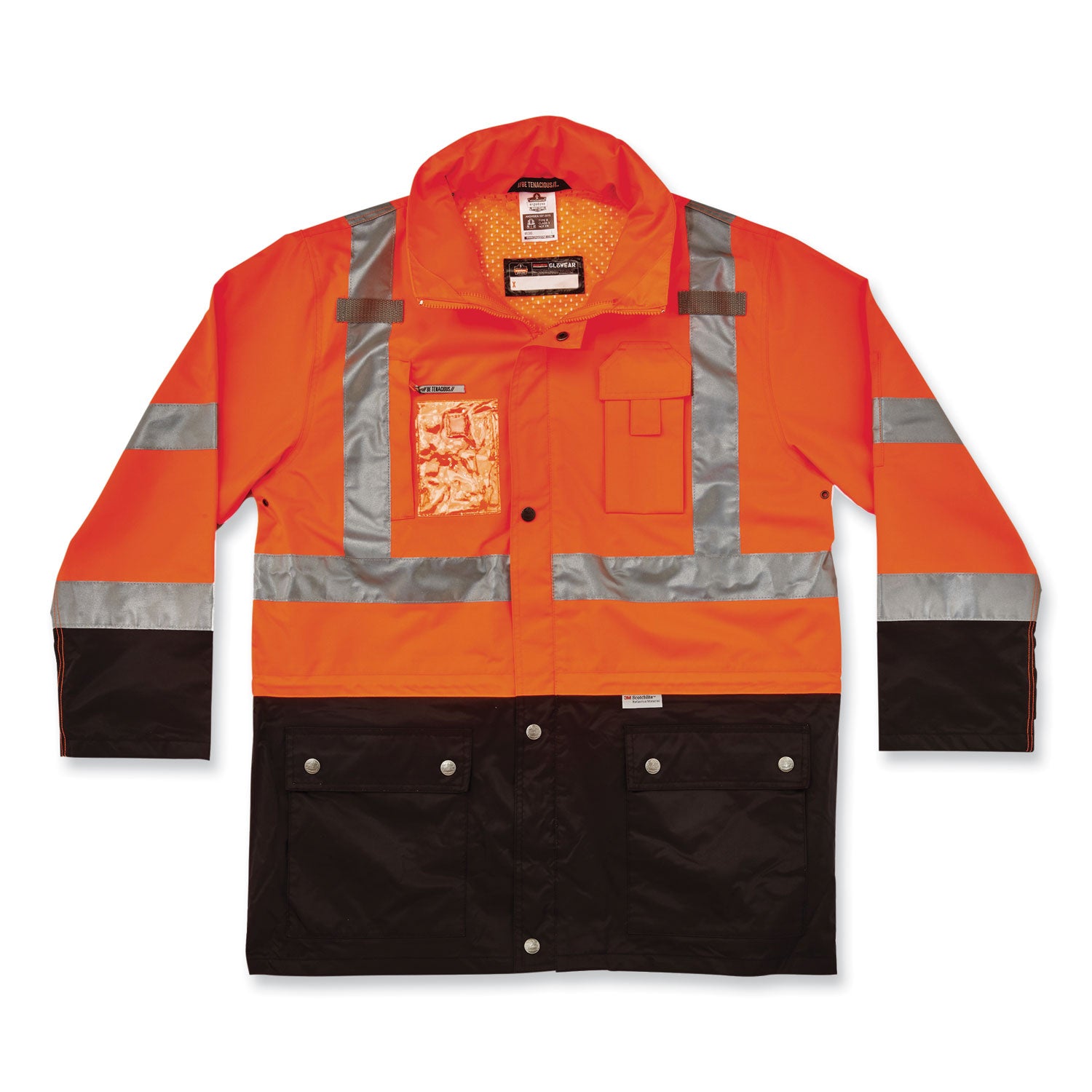 GloWear 8386 Class 3 Hi-Vis Outer Shell Jacket, Polyester, 3X-Large, Orange