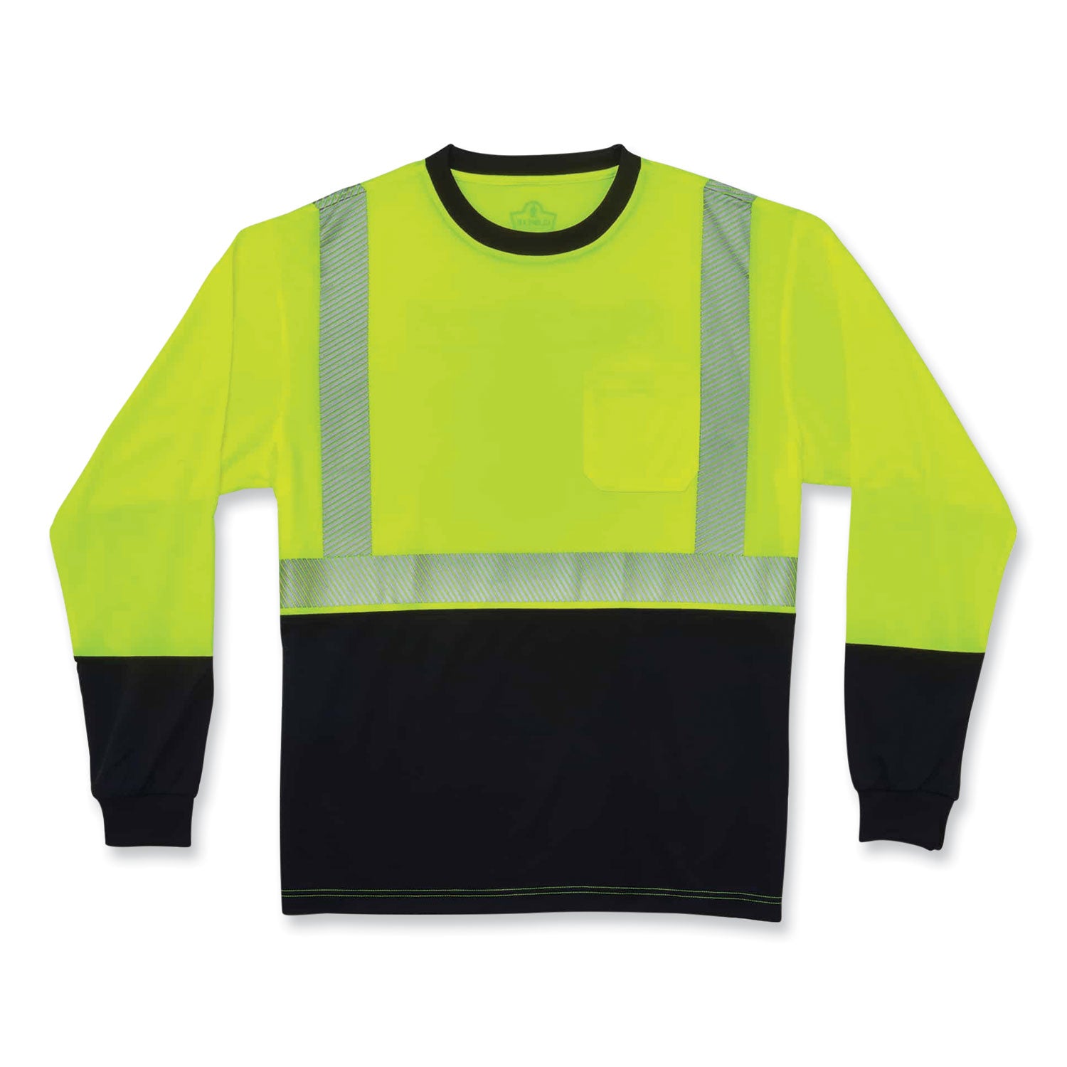 GloWear 8281BK Class 2 Long Sleeve Shirt with Black Bottom, 4X-Large, Lime