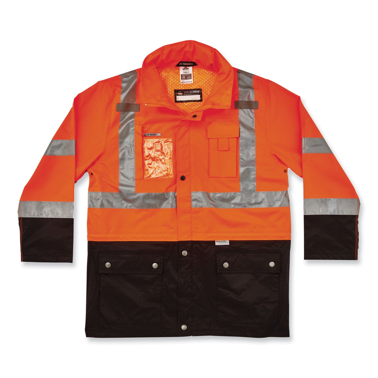 GloWear 8386 Class 3 Hi-Vis Outer Shell Jacket, Polyester, 2X-Large, Orange
