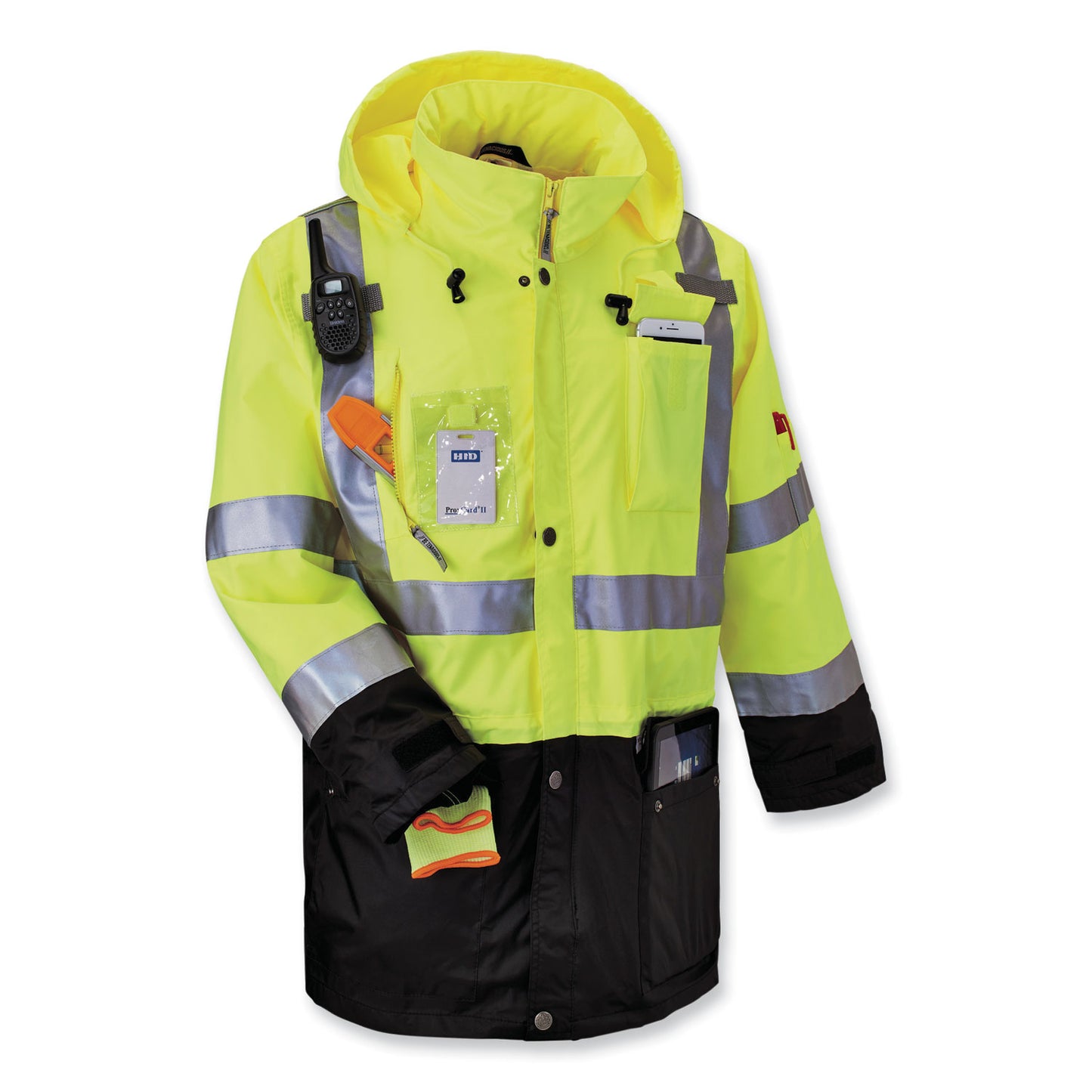 GloWear 8386 Class 3 Hi-Vis Outer Shell Jacket, Polyester, 5X-Large, Lime
