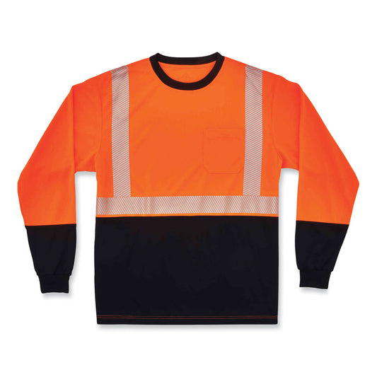 GloWear 8281BK Class 2 Long Sleeve Shirt with Black Bottom,  X-Large, Orange