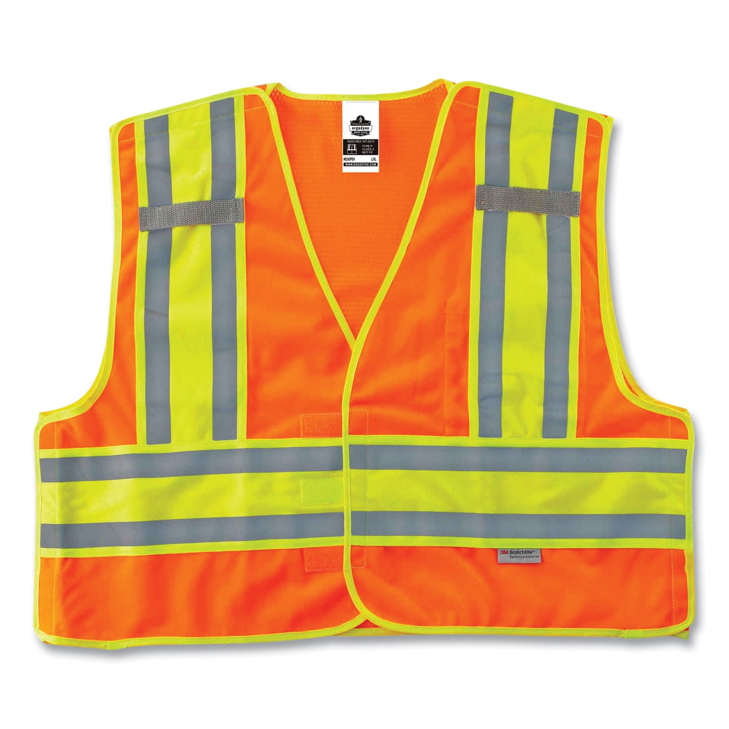 GloWear 8245PSV Class 2 Public Safety Vest, Polyester, 6X-Large/7X-Large, Orange