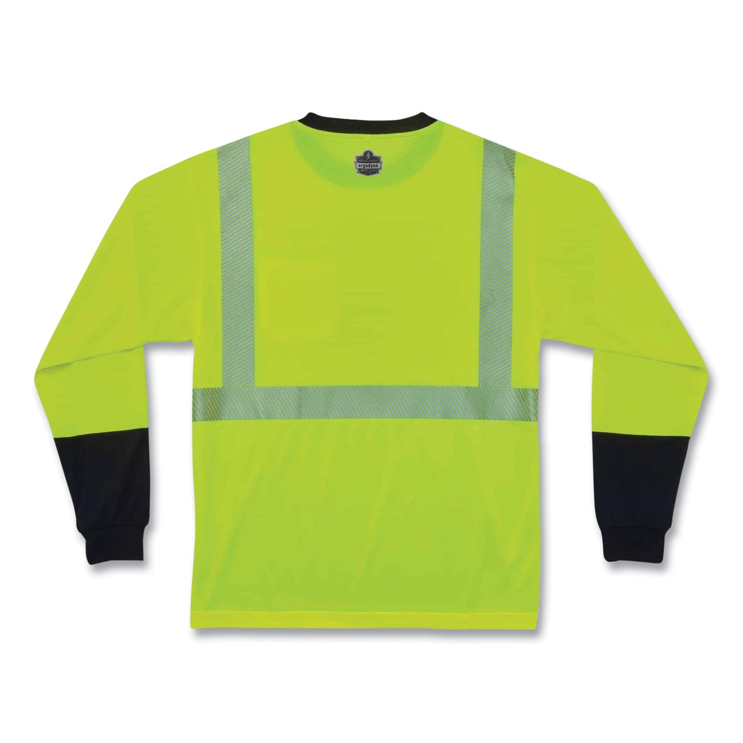 GloWear 8281BK Class 2 Long Sleeve Shirt with Black Bottom, X-Large, Lime
