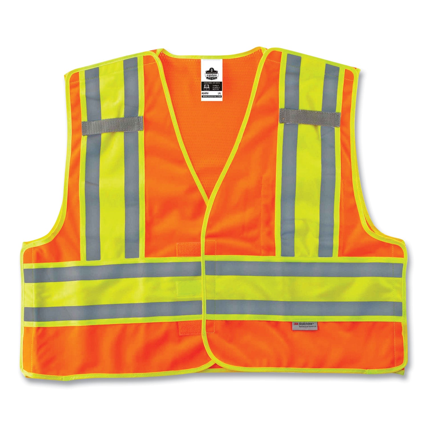 GloWear 8245PSV Class 2 Public Safety Vest, Polyester, 4X-Large/5X-Large, Orange