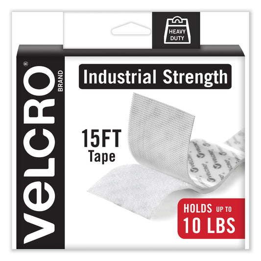 Industrial-Strength Heavy-Duty Fasteners With Dispenser Box, 2" X 15 Ft, White