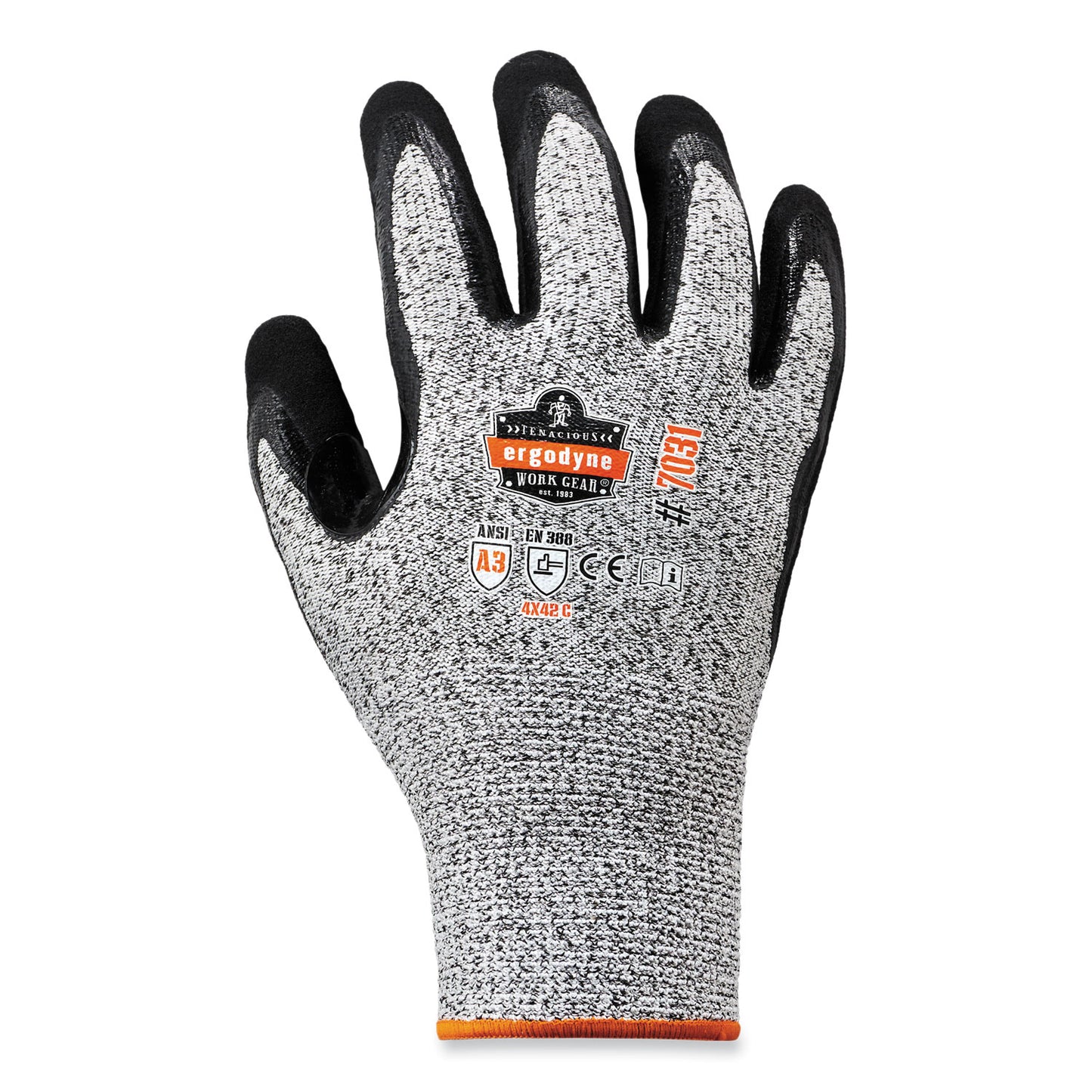 ProFlex 7031 ANSI A3 Nitrile-Coated CR Gloves, EN388: 4X42C, 9.5" Long, Small, Gray, Pair