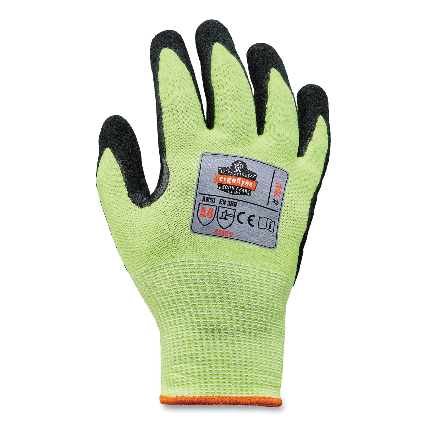 ProFlex 7041 ANSI A4 Nitrile-Coated CR Gloves, EN388: 4X42D, 10" Long, Medium, Lime, Pair