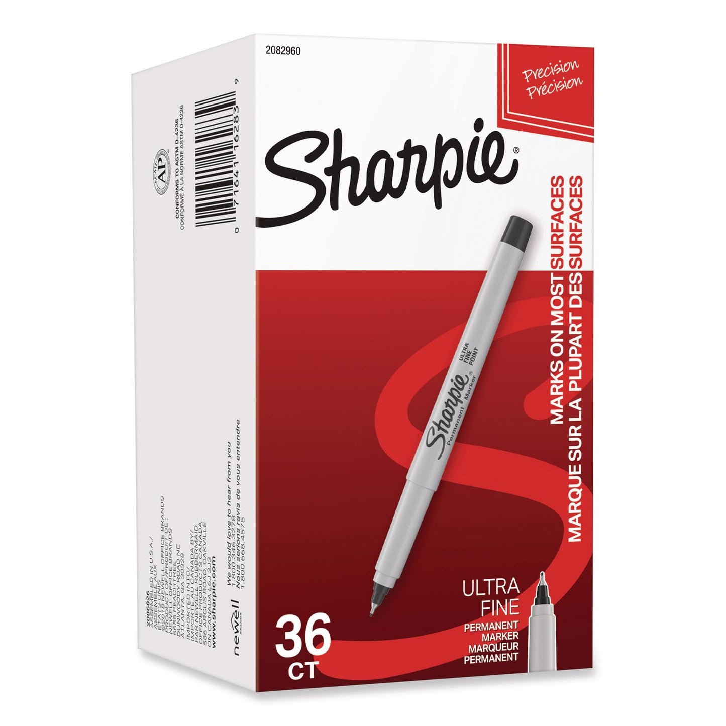 Ultra Fine Tip Permanent Marker, Ultra-Fine Bullet Tip, Black, 36/pack