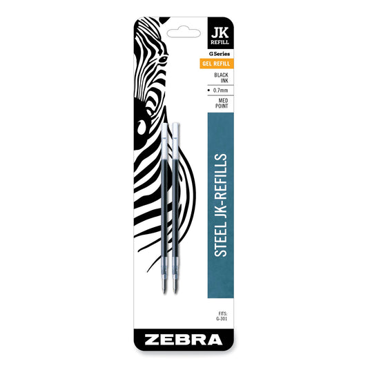 Refill For Zebra Jk G-301 Gel Rollerball Pens, Medium Conical Tip, Black Ink, 2/pack
