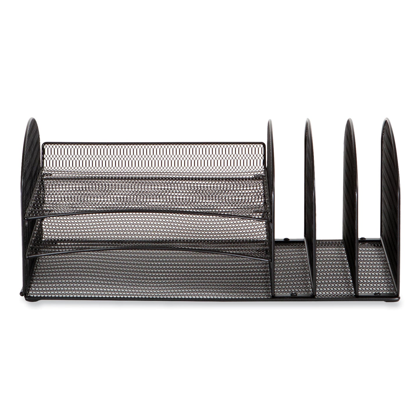 Onyx Mesh Desk Organizer with Three Horizontal and Upright Sections, Letter Size Files, 19.62 x 11.32 x 8.5, Black