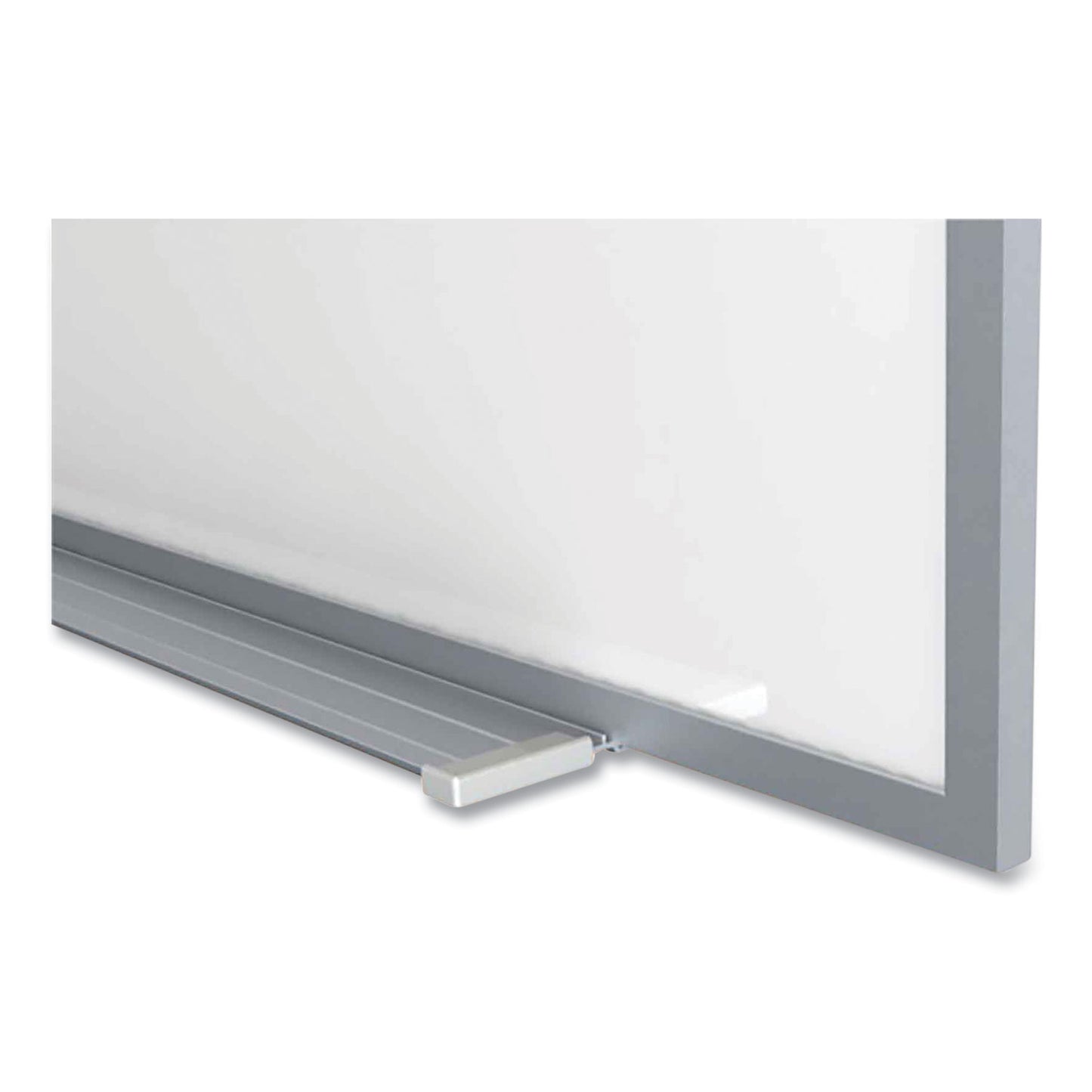 Magnetic Porcelain Whiteboard with Aluminum Frame and Maprail, 120.59" x 60.47", White Surface, Satin Aluminum Frame