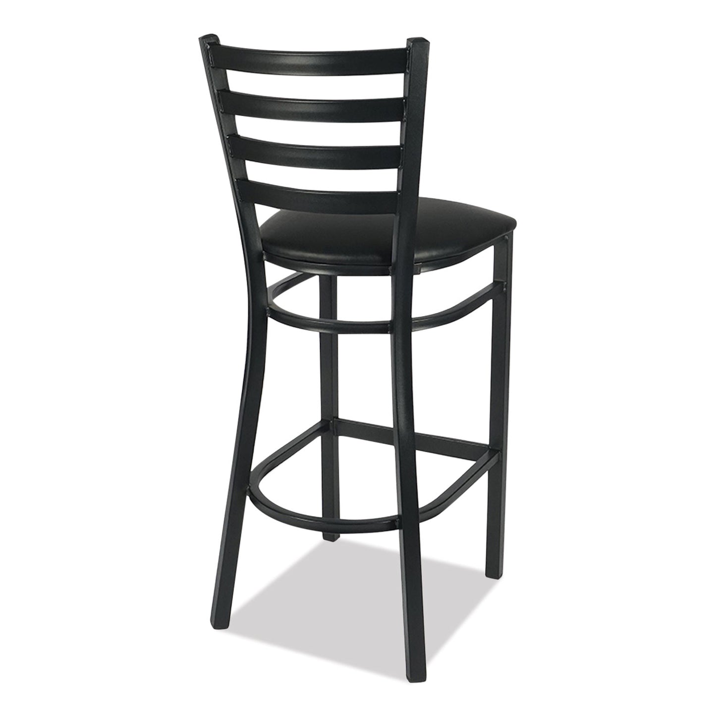 White Horse Series Barstools, Supports Up to 300 lb, 29.5" Seat Height, Black Seat/Back, Black Frame