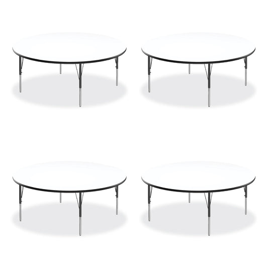 Markerboard Activity Tables, Round, 60" x 19" to 29", White Top, Black/Silver Legs, 4/Pallet