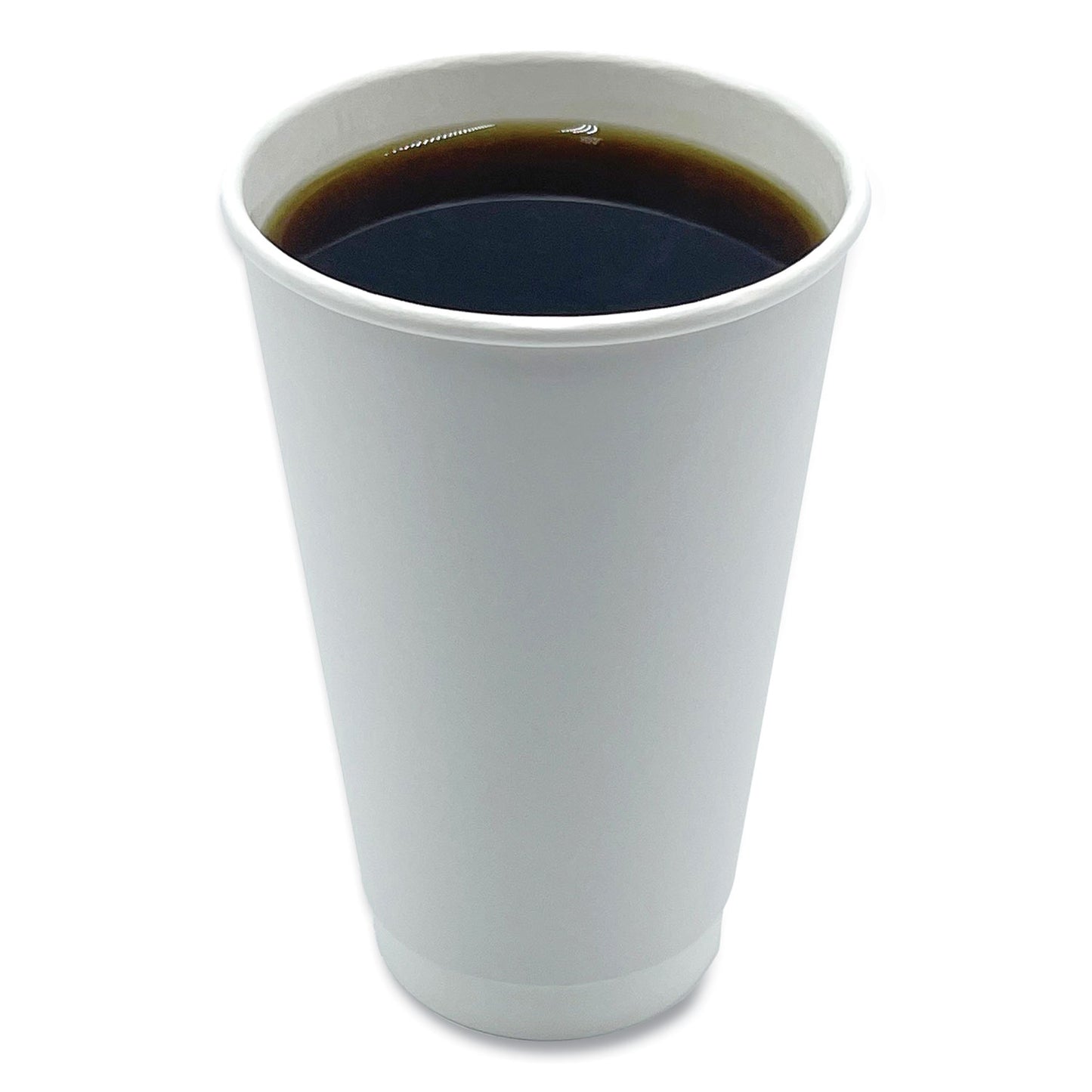 Paper Hot Cups, Double-Walled, 16 oz, White, 25/Pack