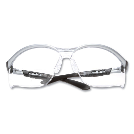 BX Molded-In Diopter Safety Glasses, 2.5+ Diopter, Silver/Black Half Frame, Clear Dual Lens