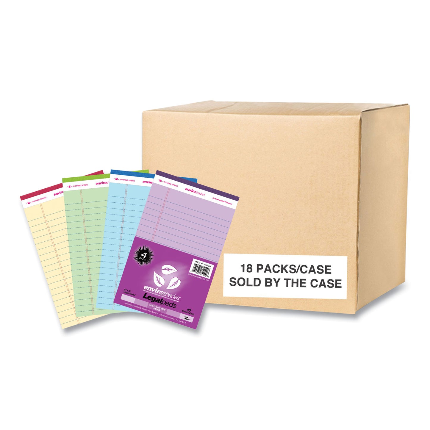 EnviroShades Legal Notepads, Wide/Legal Rule, (40) Assorted Color 5 x 8 Sheets, 72/Carton