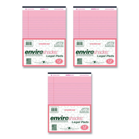 EnviroShades Legal Notepads, Wide/Legal Rule, (50) Pink 8.5 x 11 Sheets, 36/Carton