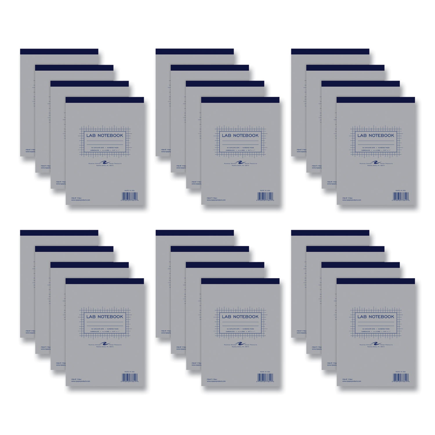 Lab and Science Two-Part Carbonless Notepad, Quadrille Rule (4 sq/in), Gray Cover, (50) White/Blue 8.5 x 11 Sets, 24/Carton