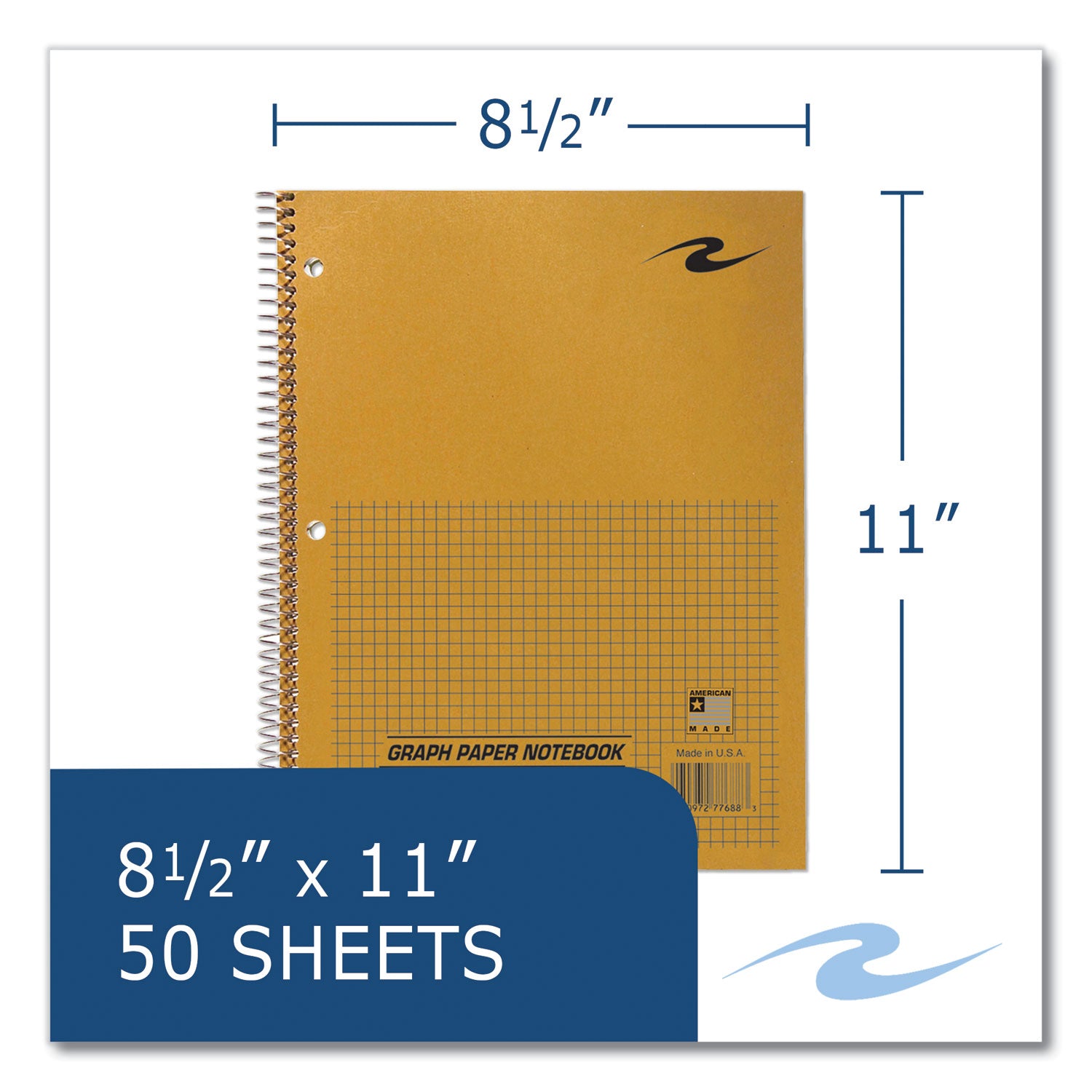 Lab and Science Wirebound Notebook, Quadrille Rule (4 sq/in), Brown Cover, (50) 11 x 8.5 Sheets, 24/Carton