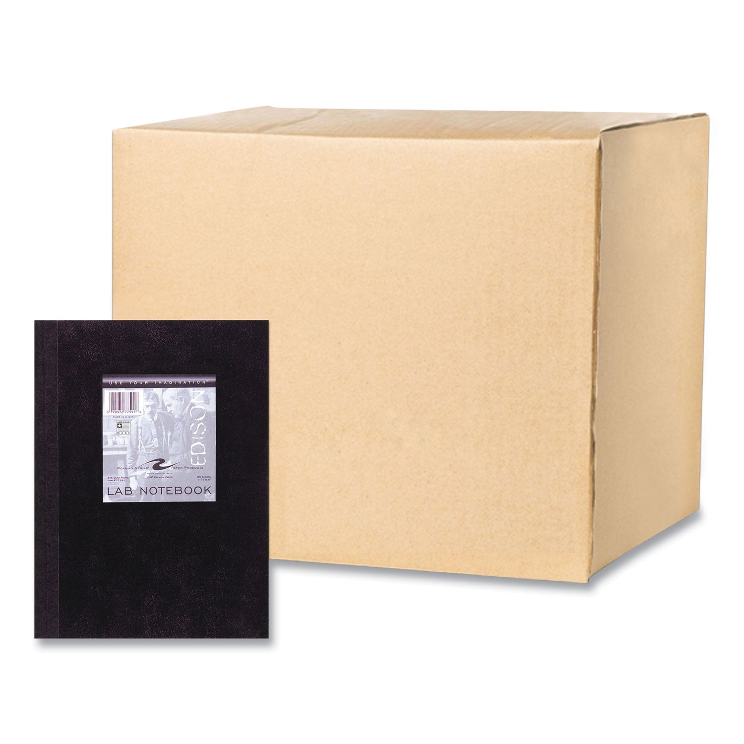 Lab and Science Black Notebook, Quadrille Rule (5 sq/in), Black Cover, (60) 11 x 8.5 Sheets, 24/Carton