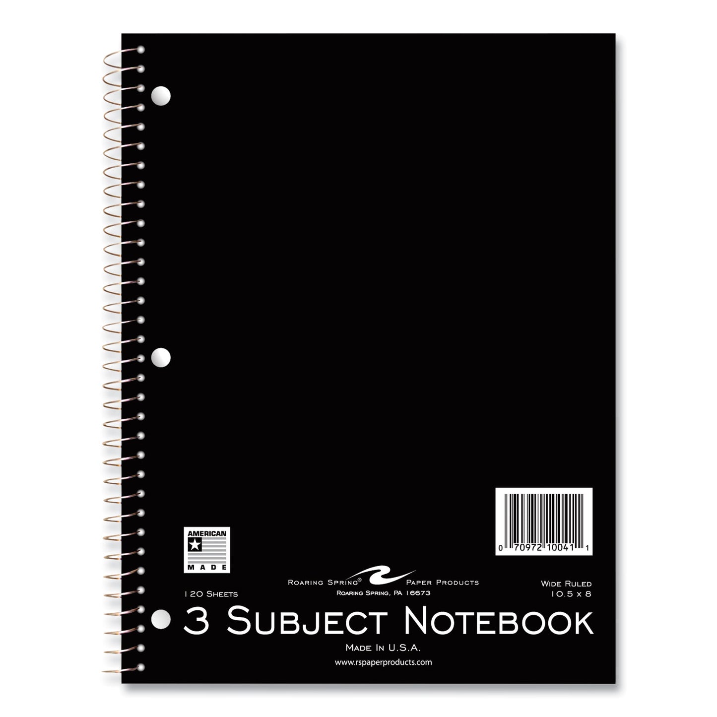 Subject Wirebound Promotional Notebook, 3-Subject, Wide/Legal Rule, Assorted Cover Colors, (120) 10.5 x 8 Sheets, 24/Carton