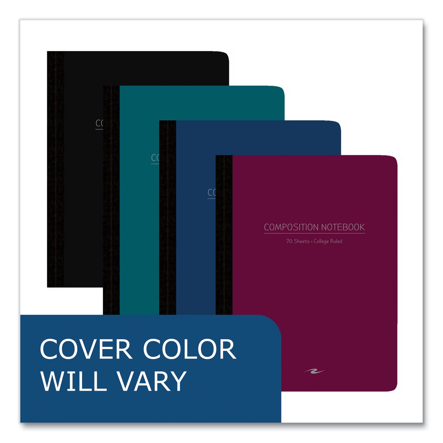 Poly-Flex Composition Notebook, Medium/College Rule, Randomly Assorted Cover Colors, (70) 9.75 x 7.5 Sheets, 24/Carton
