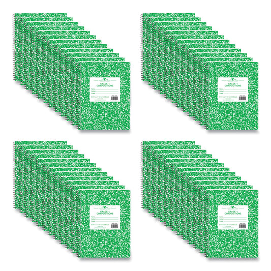 Grade School Wirebound Composition Book, Grade 1 Manuscript Format, Green Marble Cover, (36) 9.75 x 7.5 Sheets, 48/Carton
