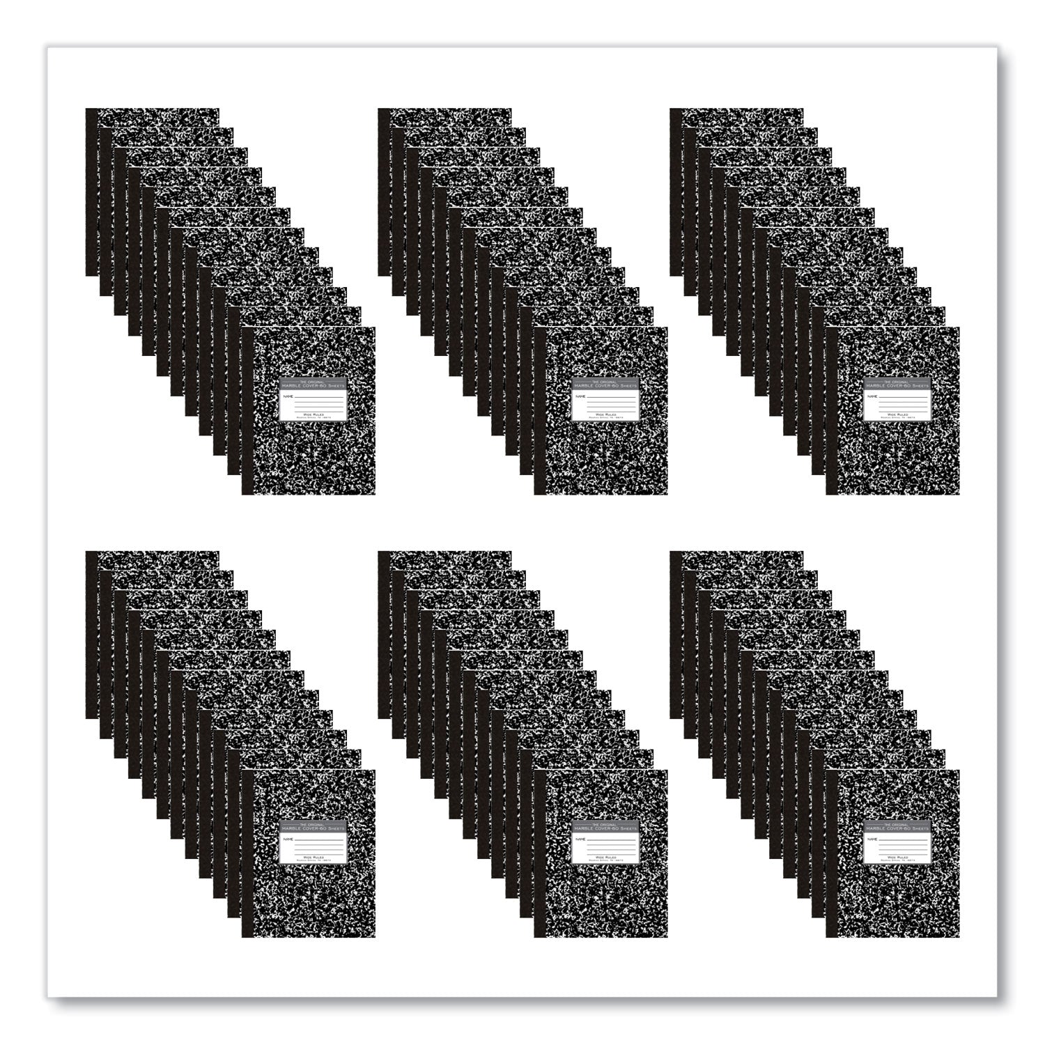 Flexible Cover Marble Composition Notebook, Wide/Legal Rule, Black Marble Cover, (60) 10 x 8 Sheets, 72/Carton