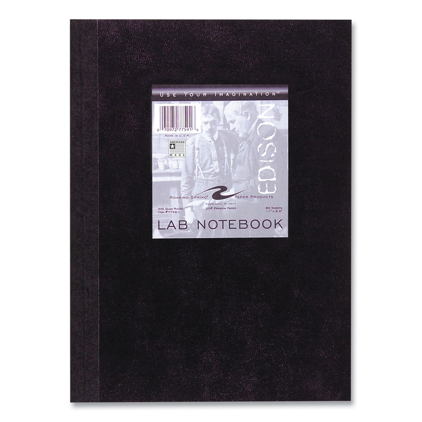 Lab and Science Black Notebook, Quadrille Rule (5 sq/in), Black Cover, (60) 11 x 8.5 Sheets, 24/Carton