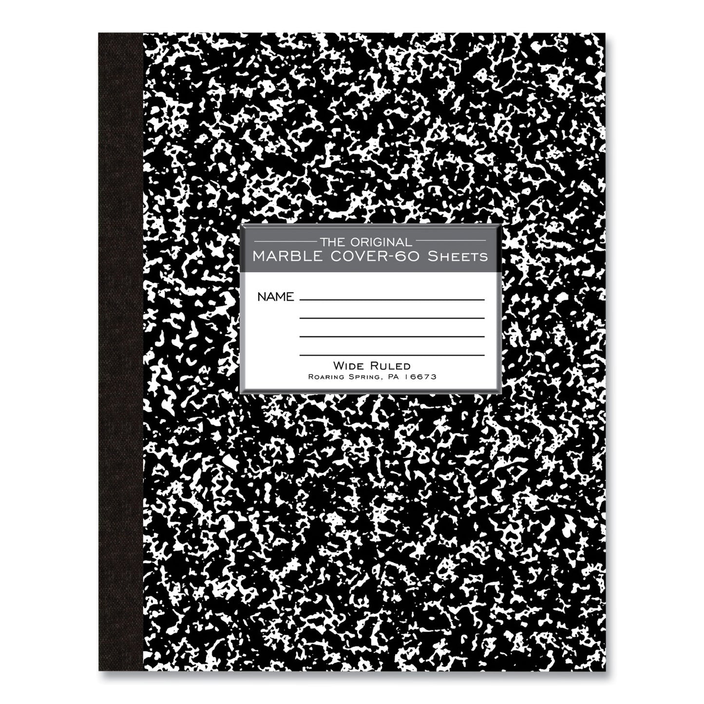 Flexible Cover Marble Composition Notebook, Wide/Legal Rule, Black Marble Cover, (60) 10 x 8 Sheets, 72/Carton