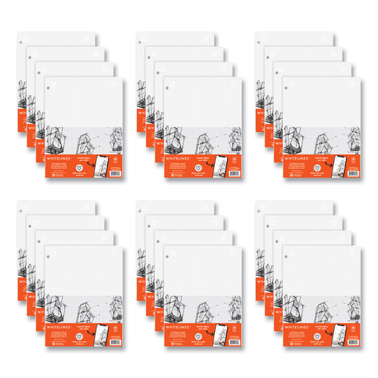Whitelines Engineering Pad, Quadrille Rule (5 sq/in), (80) Gray 8.5 x 11 Sheets, 24/Carton