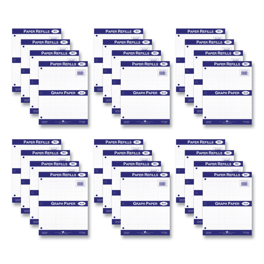 Graph Filler Paper, 3-Hole, 8.5 x 11, Quadrille: 4 sq/in, 80 Sheets/Pack, 24 Packs/Carton