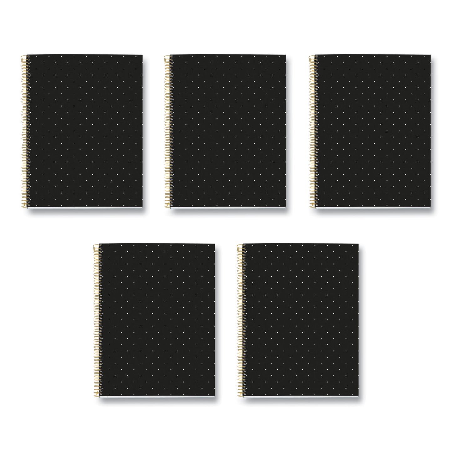 MR M Fashion Notebook, 4-Subject, Medium/College Rule, Black/Gold Cover, (120) 11 x 8.5 Sheets, 5/Carton