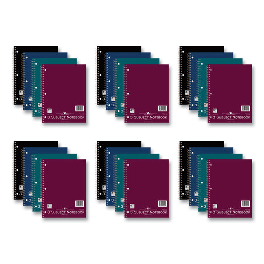 Subject Wirebound Promotional Notebook, 3-Subject, Wide/Legal Rule, Assorted Cover Colors, (120) 10.5 x 8 Sheets, 24/Carton