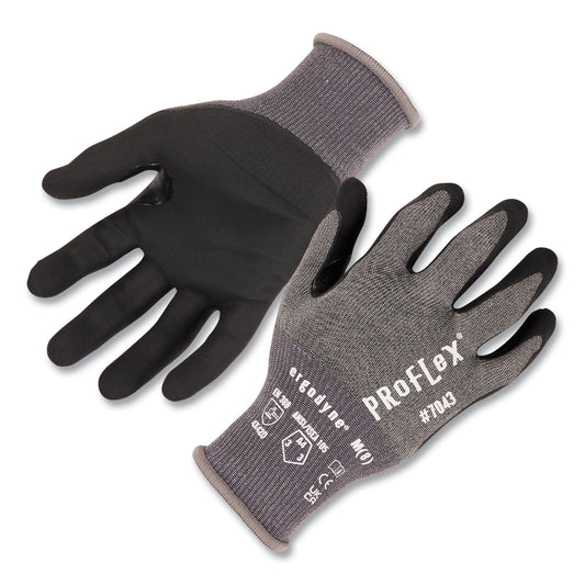 ProFlex 7043 ANSI A4 Nitrile Coated CR Gloves, EN388: 4X42D, 9" Long, Medium, Gray, Pair