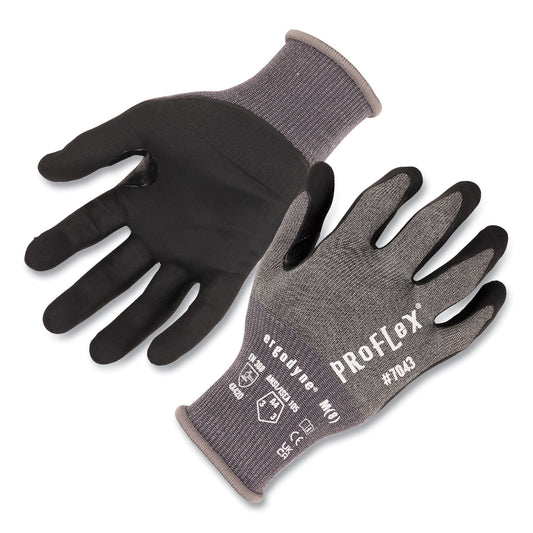ProFlex 7043 ANSI A4 Nitrile Coated CR Gloves, EN388: 4X42D, 9" Long, X-Large, Gray, Pair