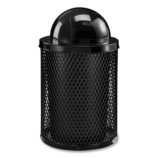 Outdoor Diamond Industrial Steel Trash Can, 36 gal, Black