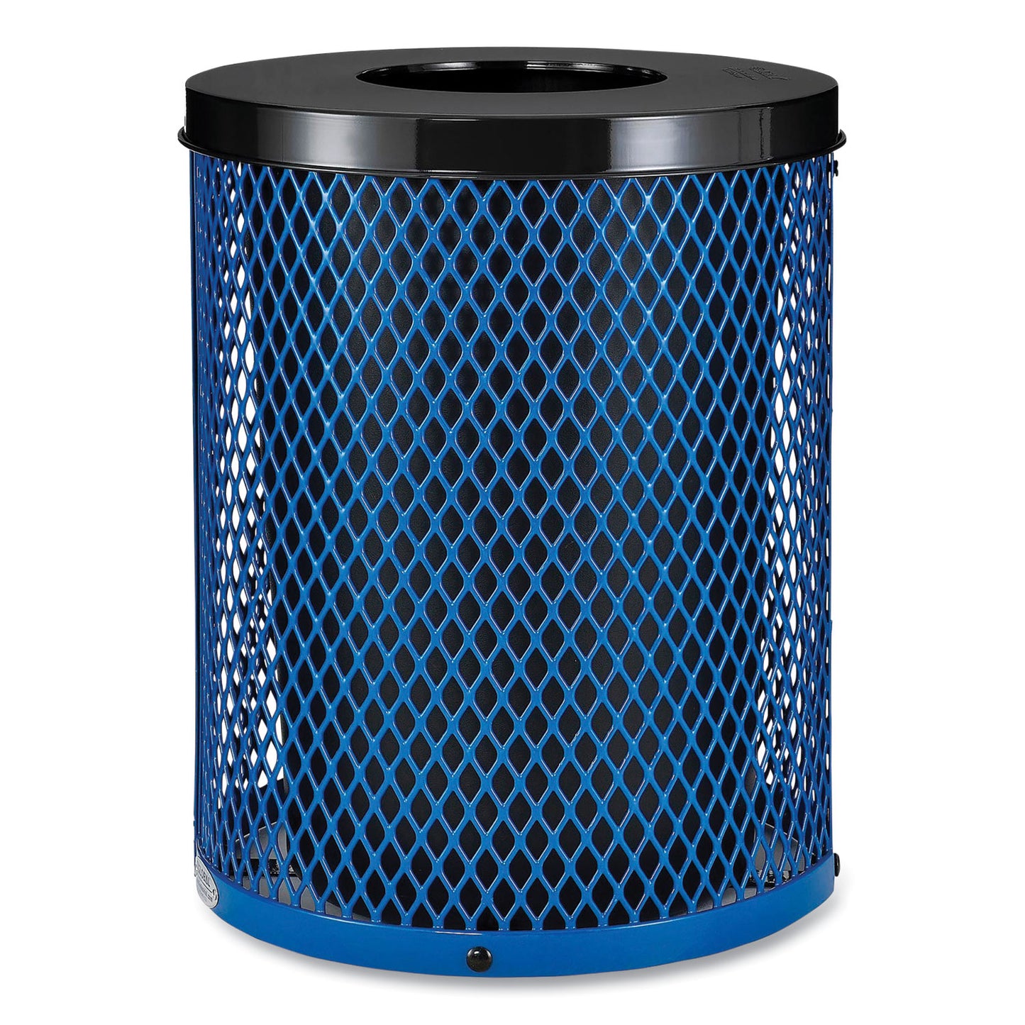 Outdoor Diamond Steel Trash Can, 36 gal, Blue