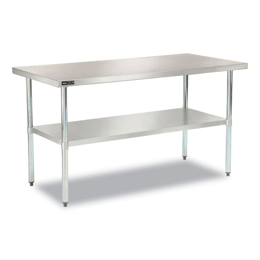 Work Table with Undershelf, Rectangular, 48 x 30 x 35, Silver Top, Silver Base/Legs