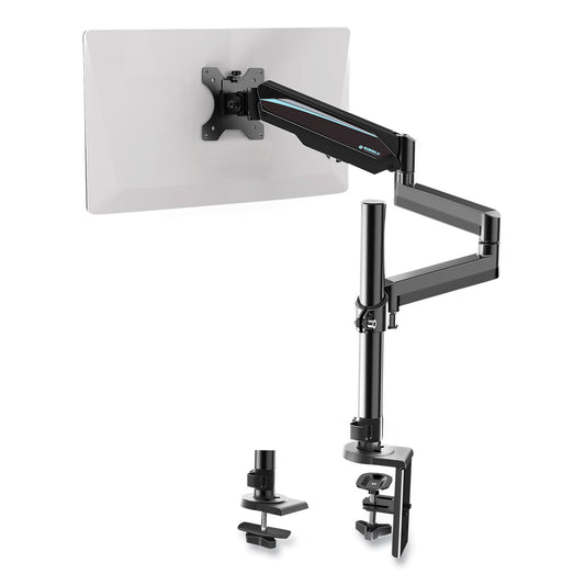 Single Monitor Arm, For 32" Monitors, 90 deg Rotation, 35 deg Tilt, 360 deg Pan, Black, Supports 17.6 lbs
